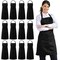 12 Pack Bib Apron, Unisex Aprons Adjustable Waterdrop Resistant with 2 Pockets Cooking Kitchen Apron for Chef, BBQ Drawing Apron Bulk, Black
